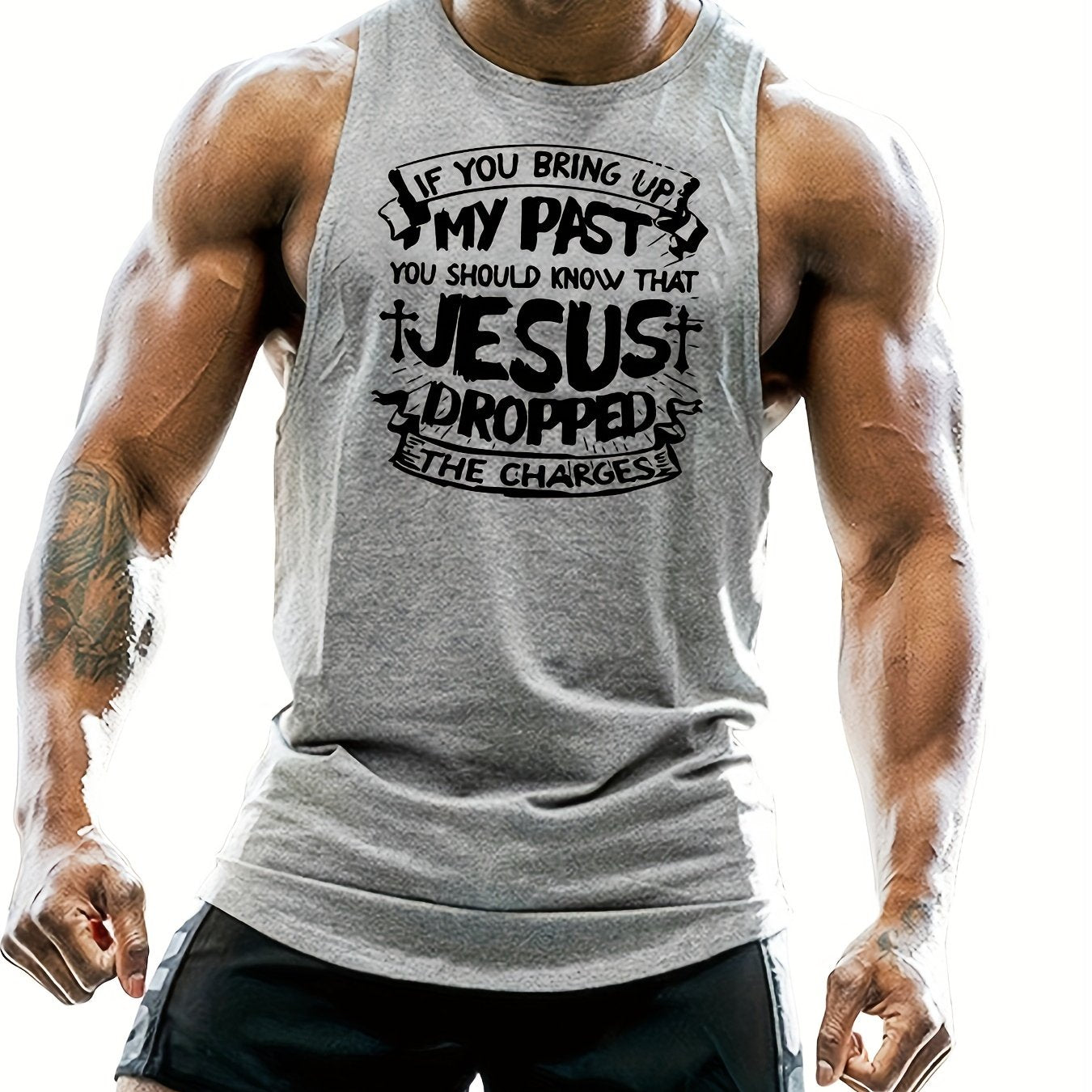 Jesus Dropped The Charges Plus Size Men's Christian Tank Top claimedbygoddesigns