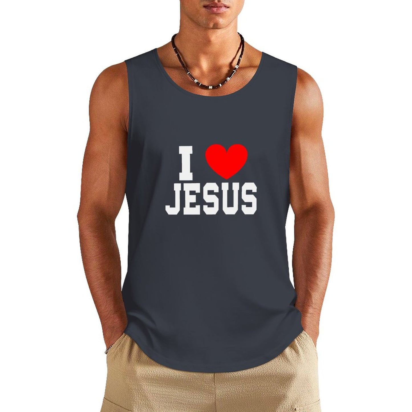 I Love Jesus Men's Christian Cotton Tank Top