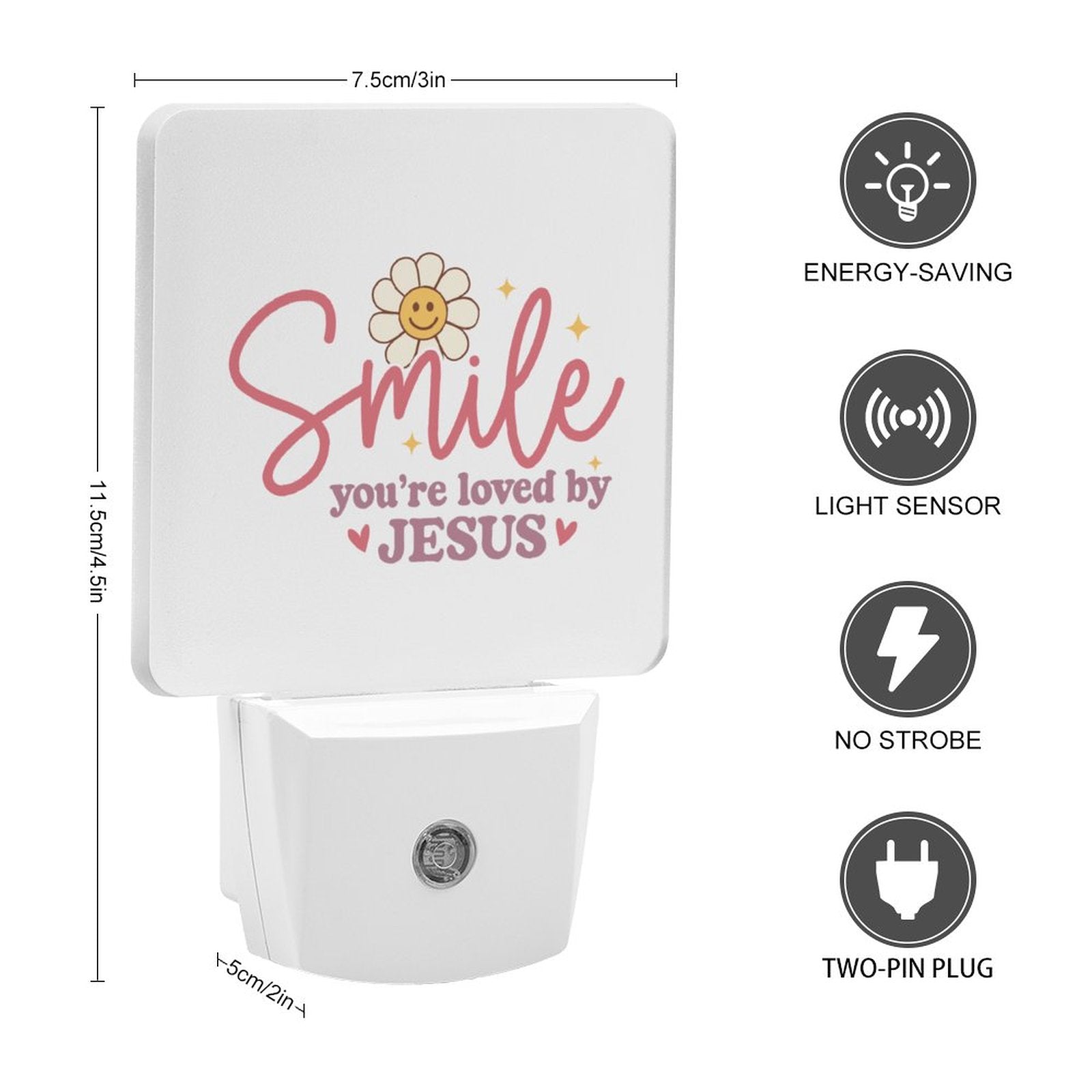 Smile You're Loved Christian Night Light For Kids - ClaimedbyGodDesigns