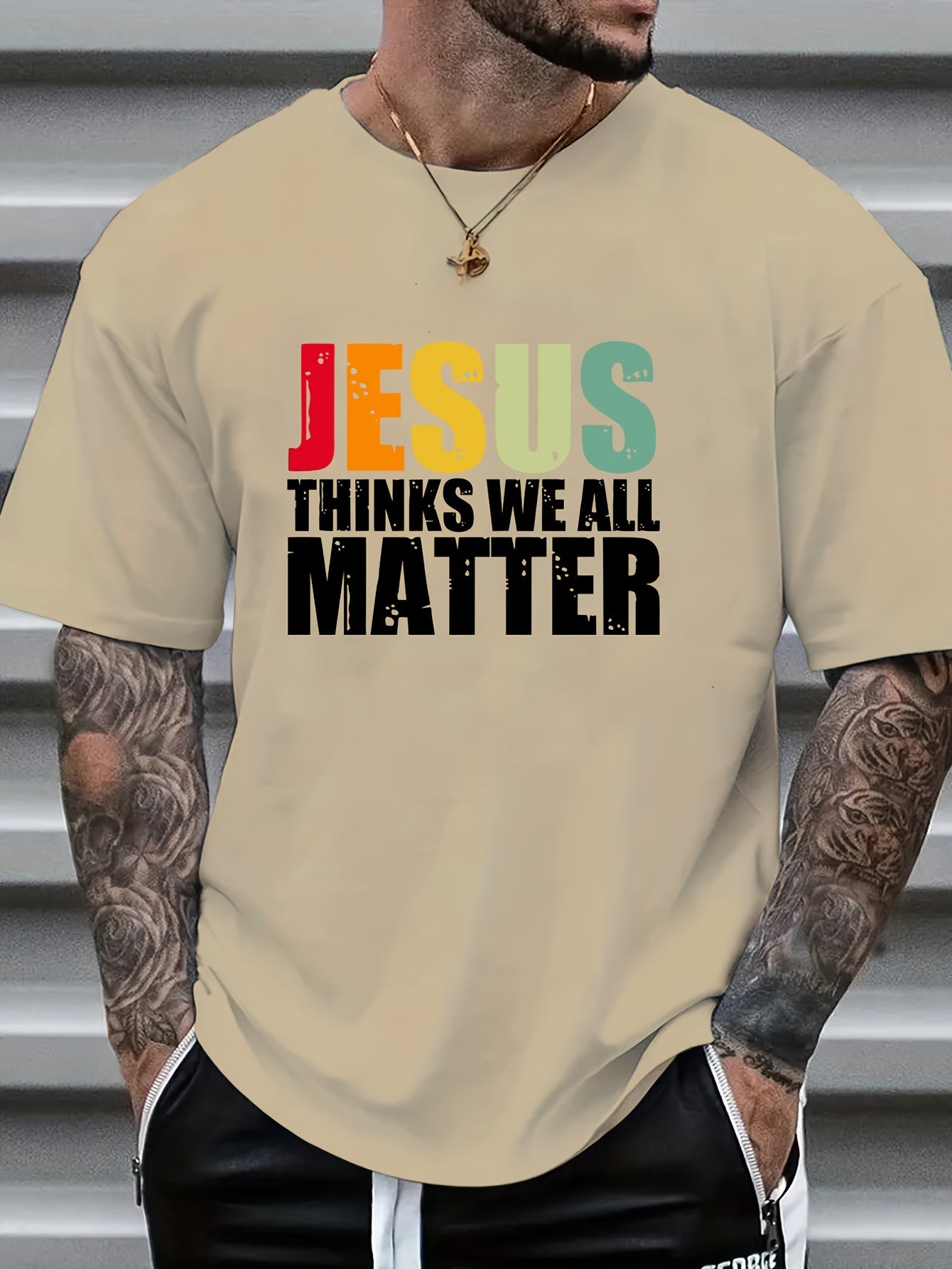 Jesus Thinks We All Matter Men's Christian T-shirt claimedbygoddesigns