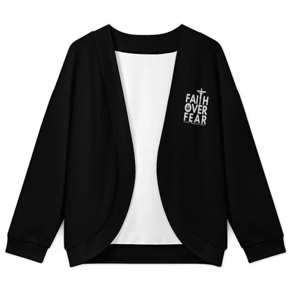 Faith Over Fear Christian Women's Drop Shoulder Cardigan - ClaimedbyGodDesigns