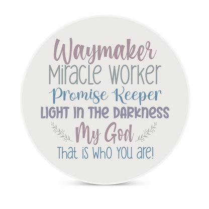 Waymaker Christian Round Ceramic Coaster - ClaimedbyGodDesigns