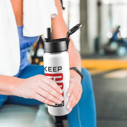 Keep Him First Insulated Christian Water Bottle with Straw Lid (18oz) - ClaimedbyGodDesigns