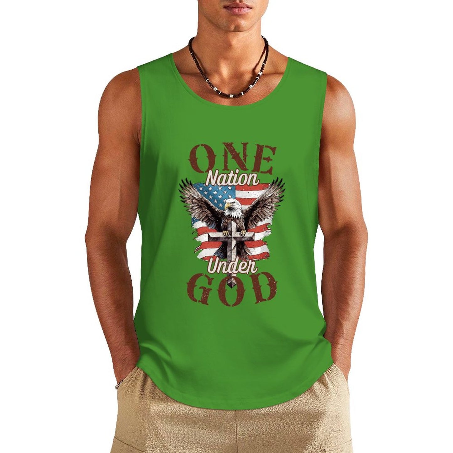 One Nation Under God American Patriotic Men's Christian Tank Top