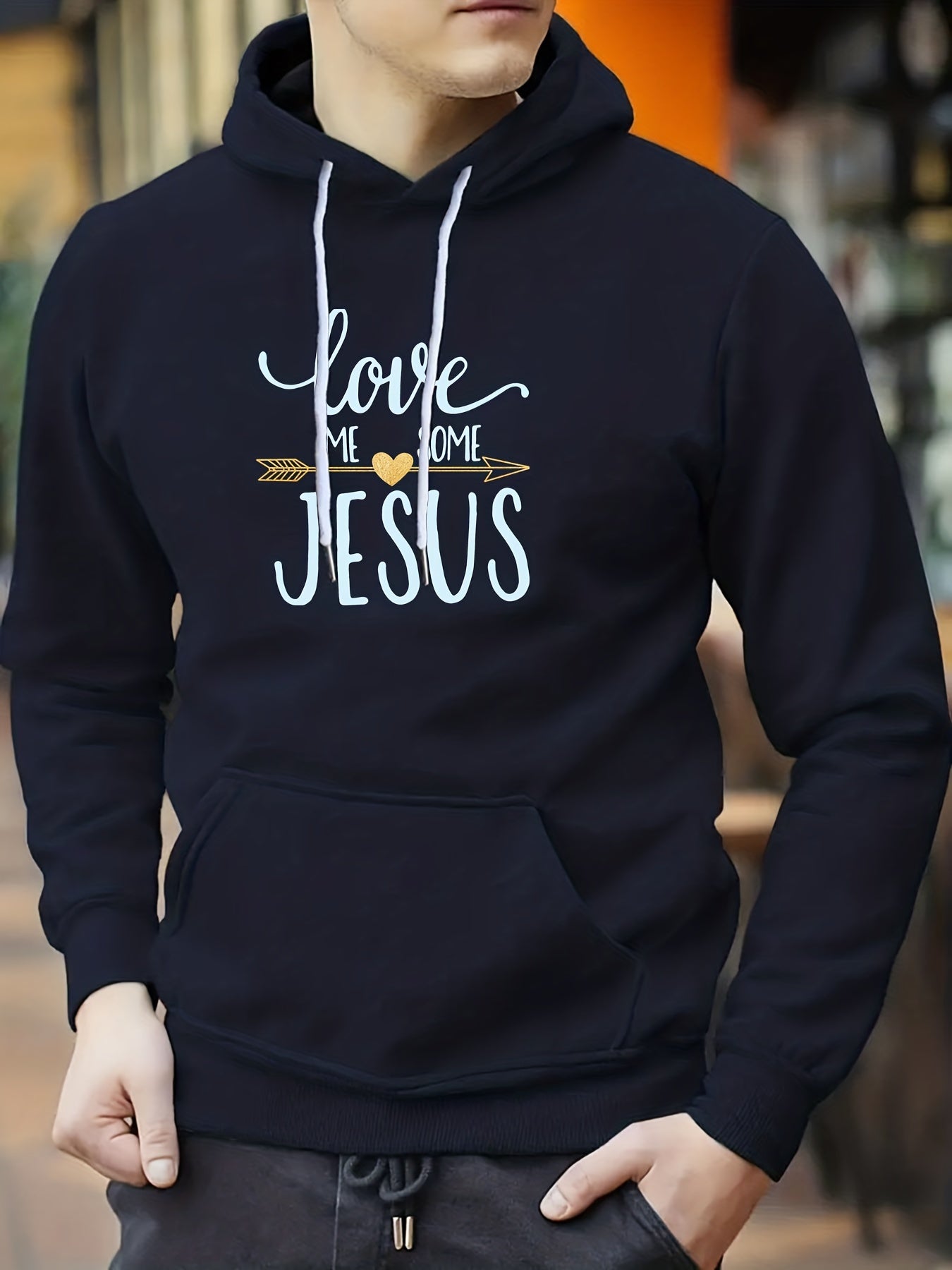 Love Me Some Jesus Men's Christian Pullover Hooded Sweatshirt claimedbygoddesigns