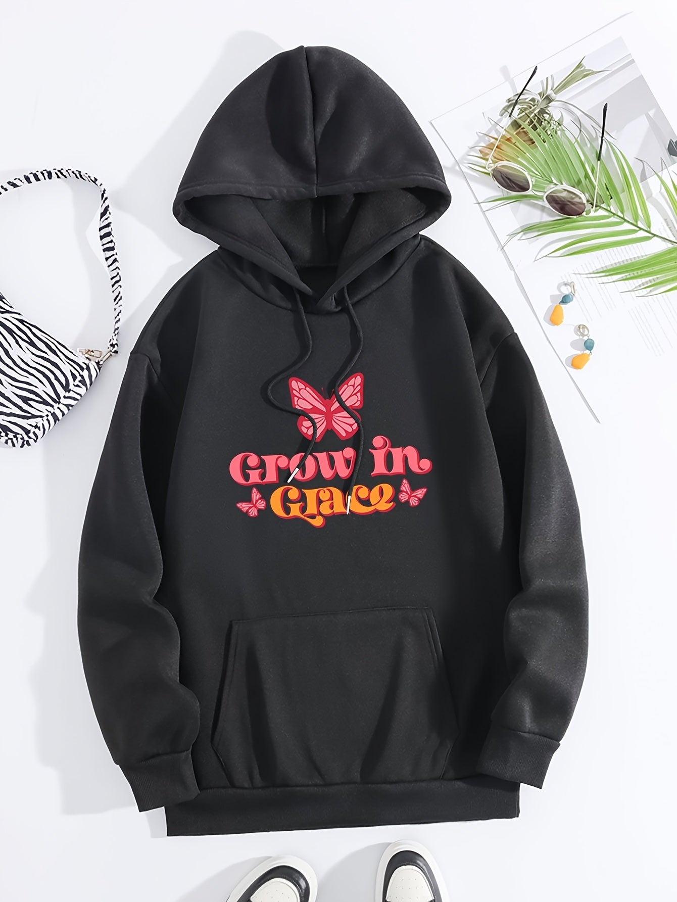 Grow In Grace Women's Christian Pullover Hooded Sweatshirt claimedbygoddesigns