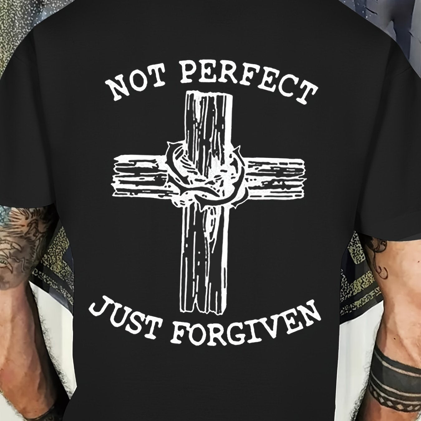 Not Perfect Just Forgive Men's Christian T-Shirt claimedbygoddesigns