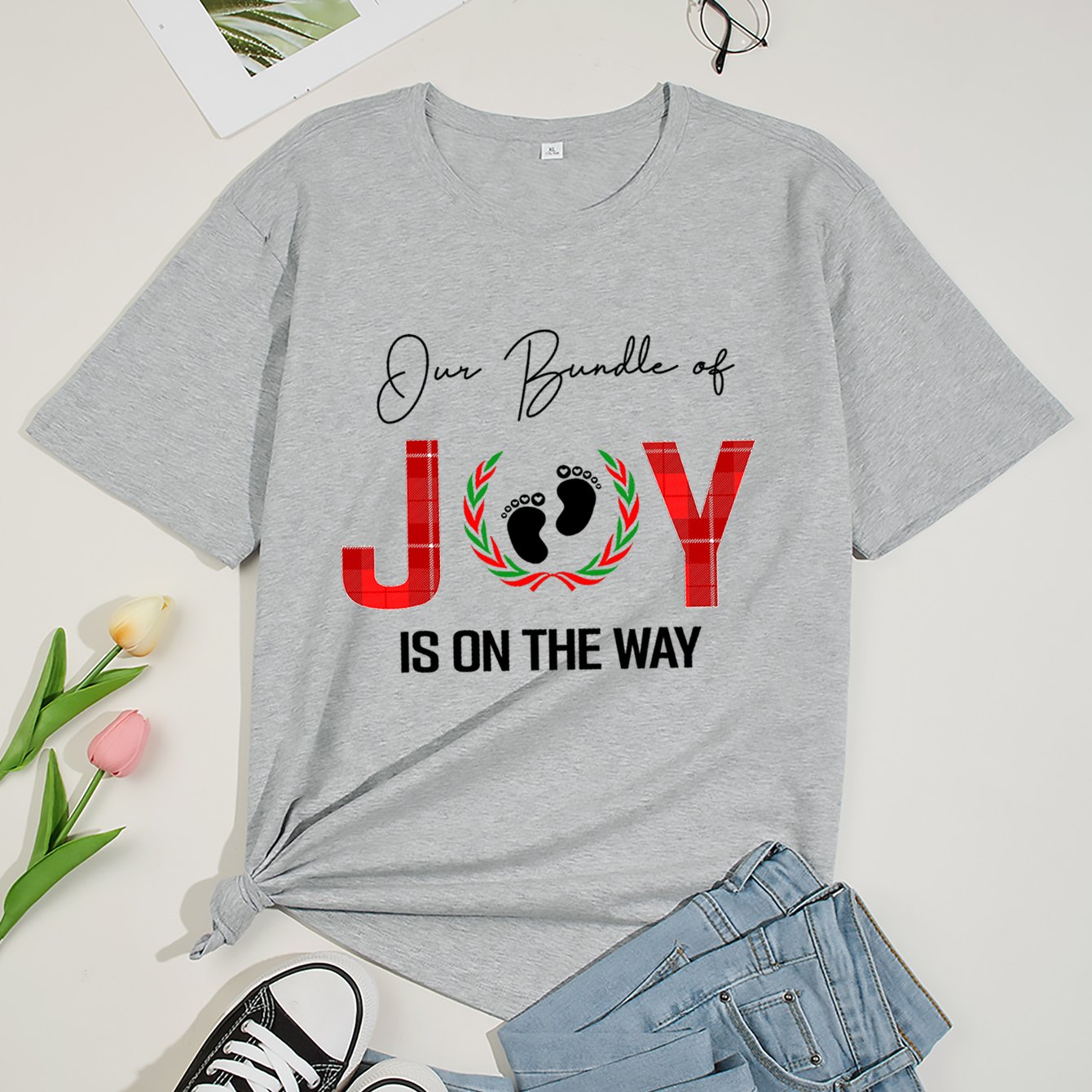 Our Bundle Of Joy Is On The Way Women's Christian Maternity T-shirt claimedbygoddesigns