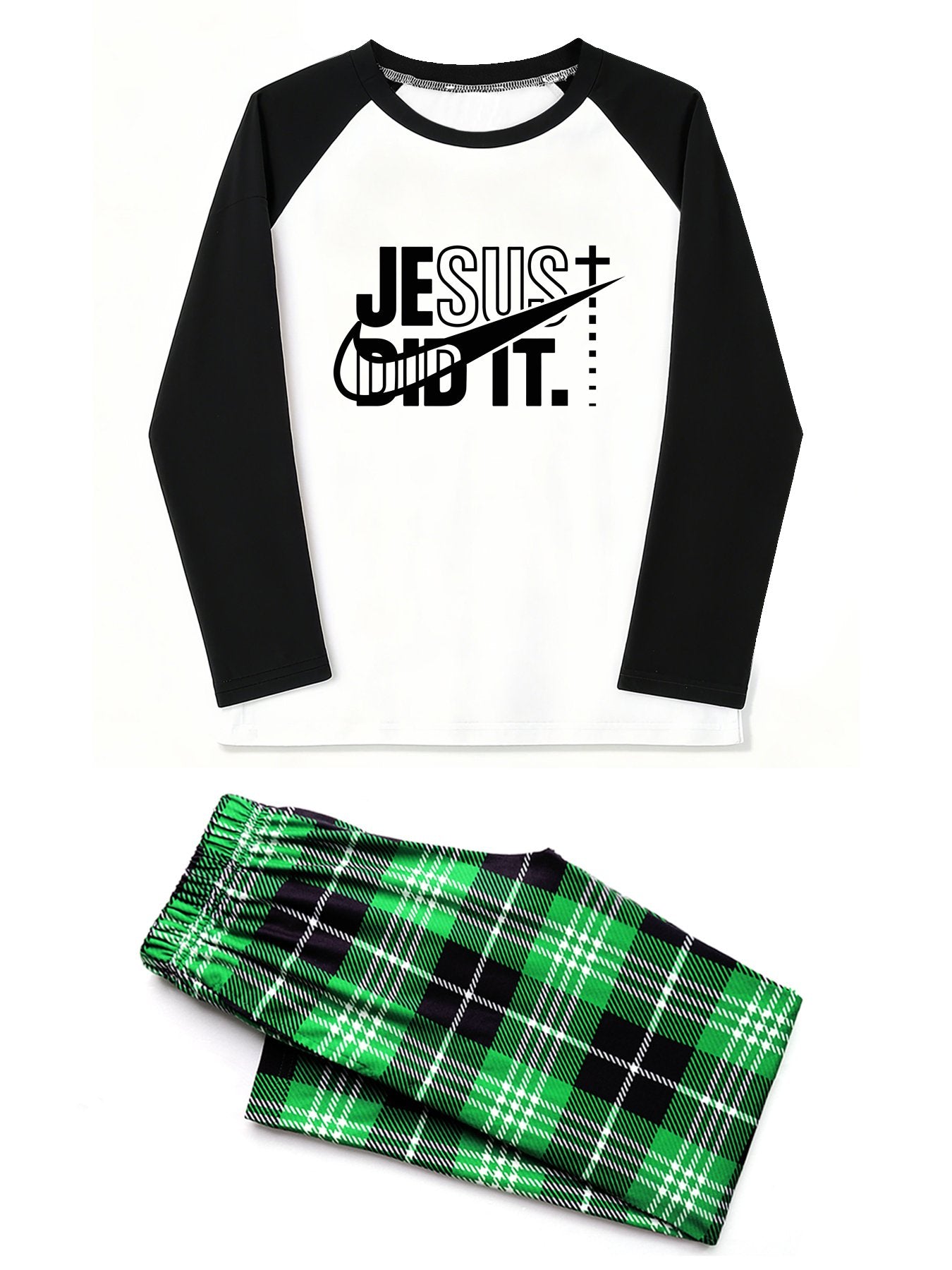 He Did It Unisex Christian Plaid Pajamas - ClaimedbyGodDesigns