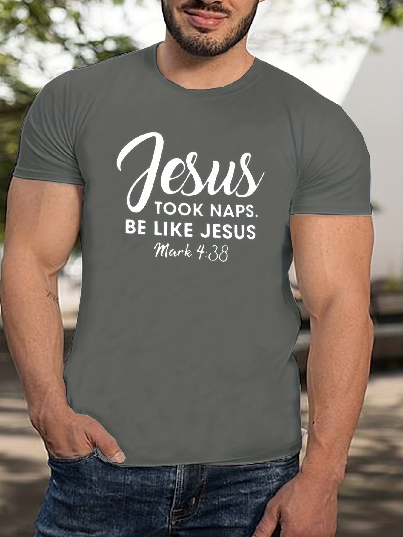 Mark 4:38 Jesus Took Naps Be Like Jesus Men's Christian T-shirt claimedbygoddesigns