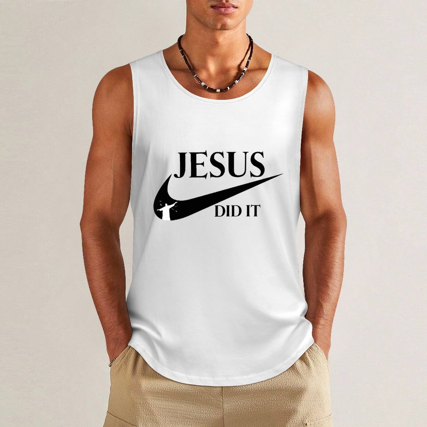 Jesus Did It (Like Nike) Men's Christian Tank Top SALE-Personal Design