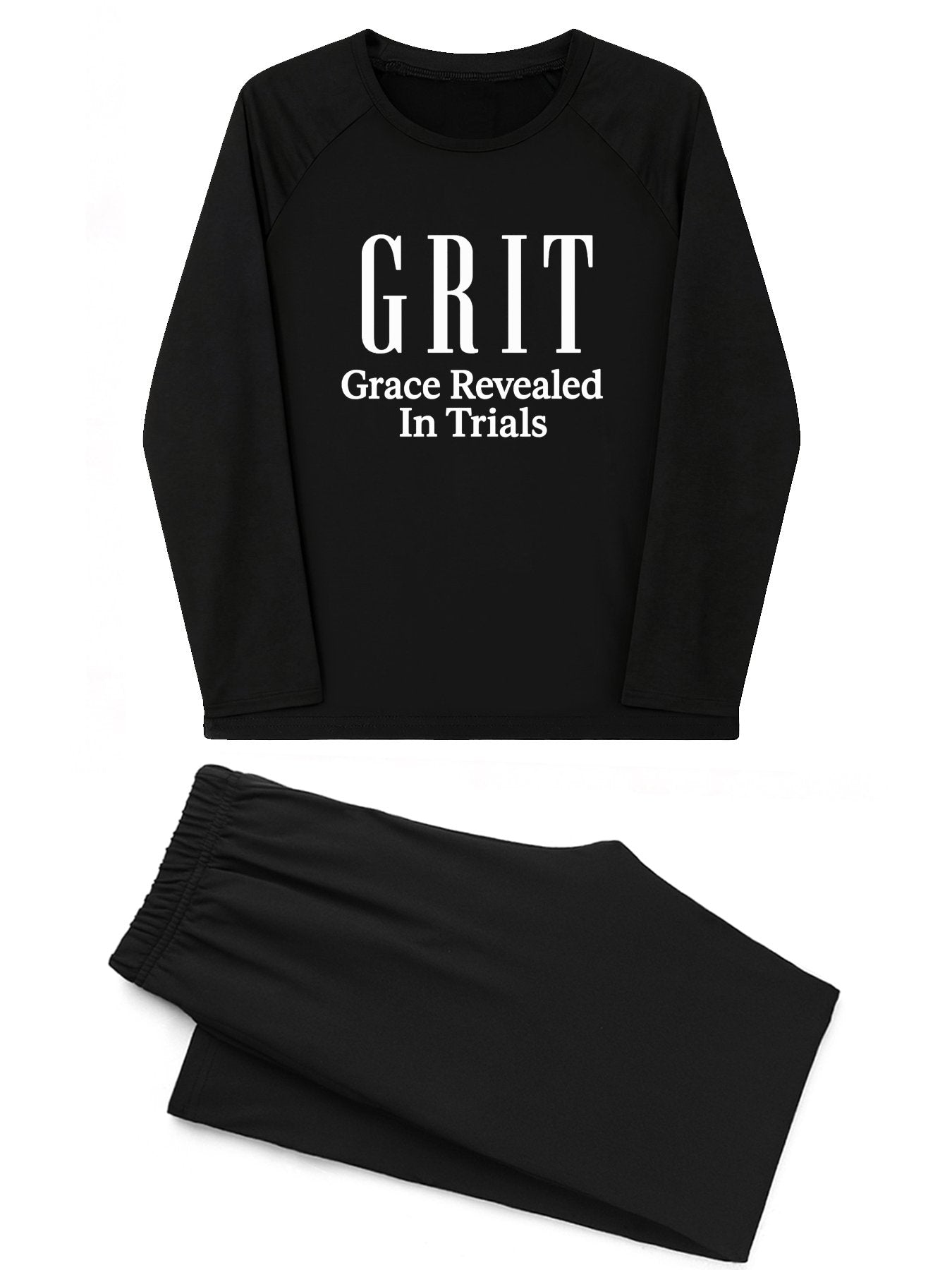 GRIT Grace Revealed In Trials Unisex Christian Plaid Pajamas - ClaimedbyGodDesigns