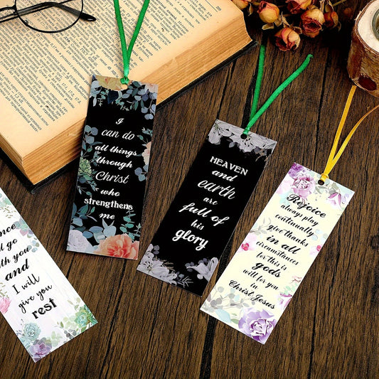 120 pcs Bible Verse Christian Inspirational Scripture Bookmarks, Double Sided With 120 Ribbons Christian Gift Idea claimedbygoddesigns