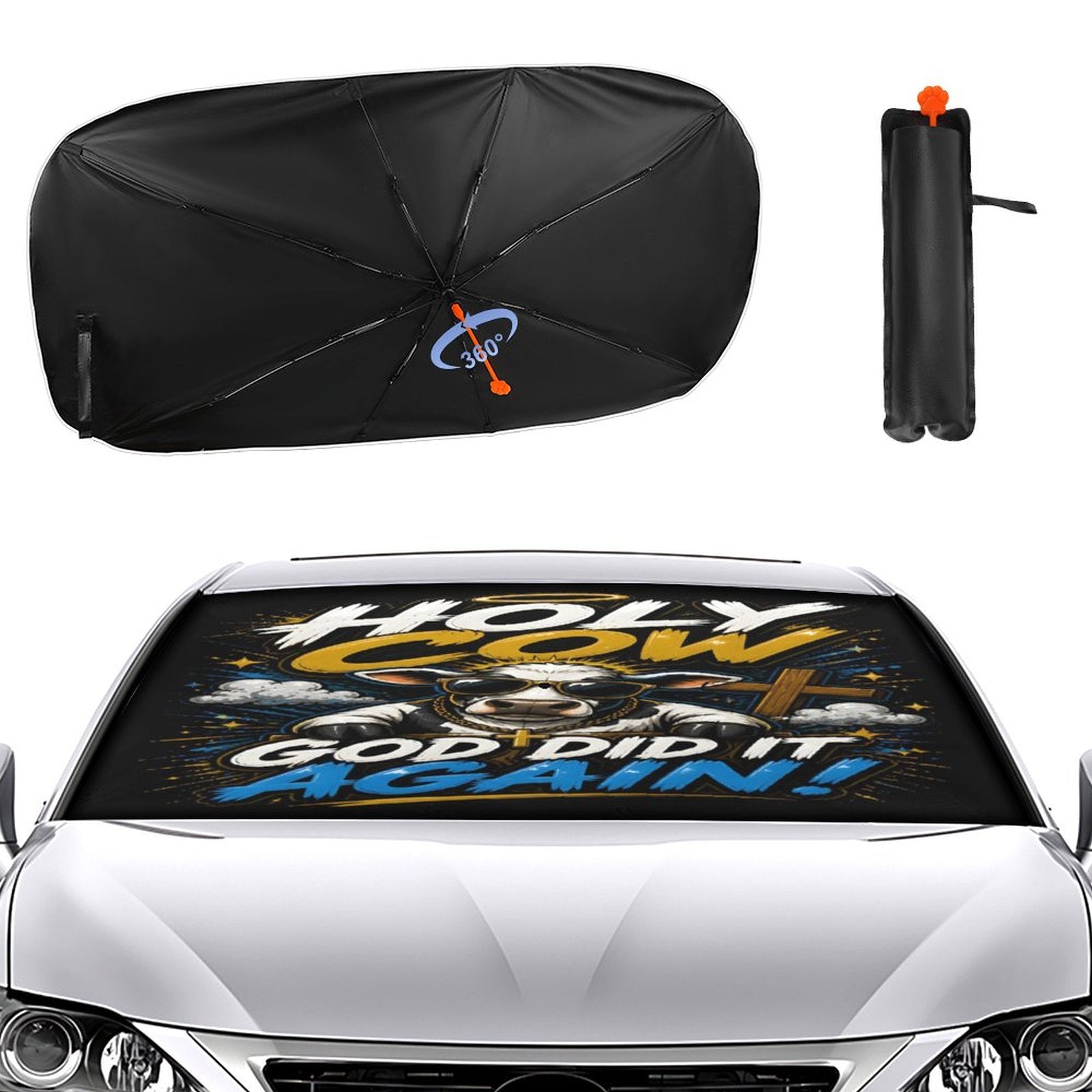 Holy Cow — God Did It Again Christian Car Sunshade Umbrella - ClaimedbyGodDesigns
