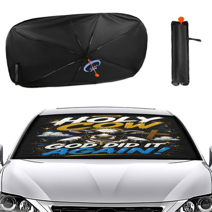 Holy Cow — God Did It Again Christian Car Sunshade Umbrella - ClaimedbyGodDesigns