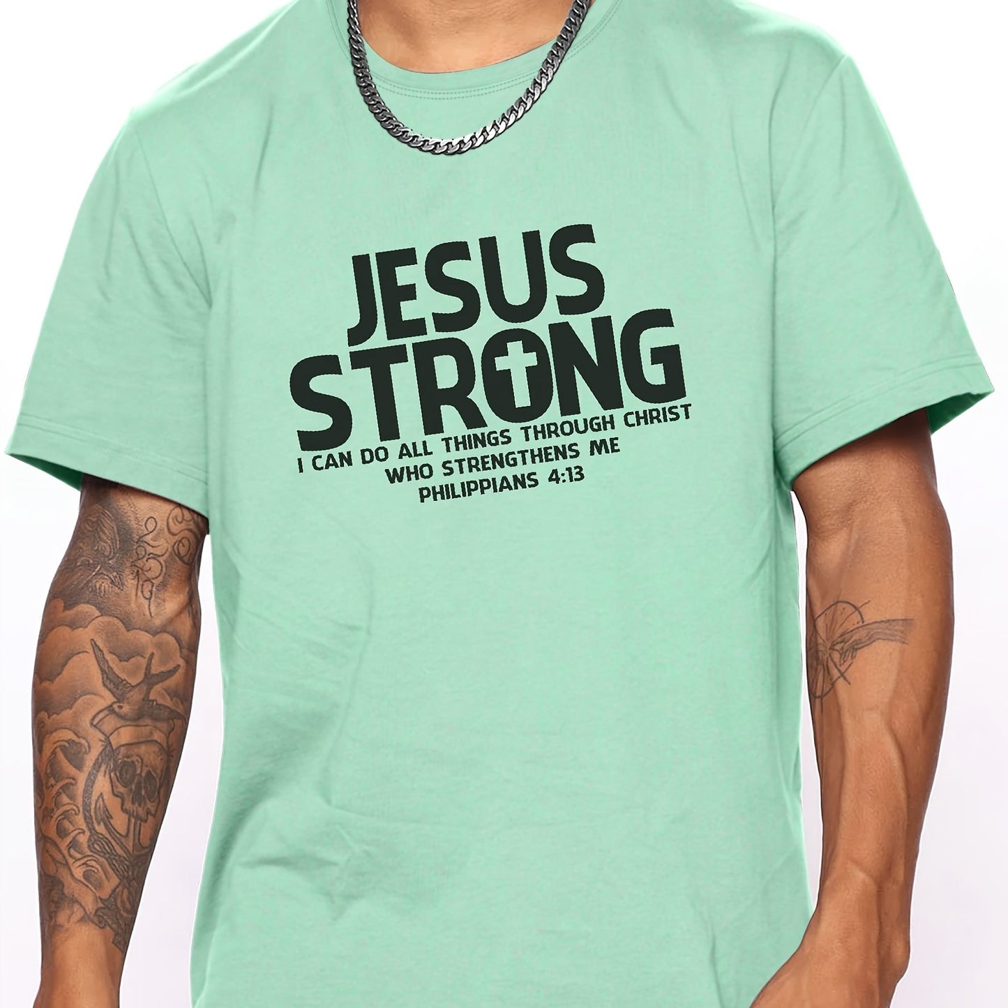 Jesus Strong Phillipians 4:13 I Can Do All Things Men's Christian T-shirt claimedbygoddesigns