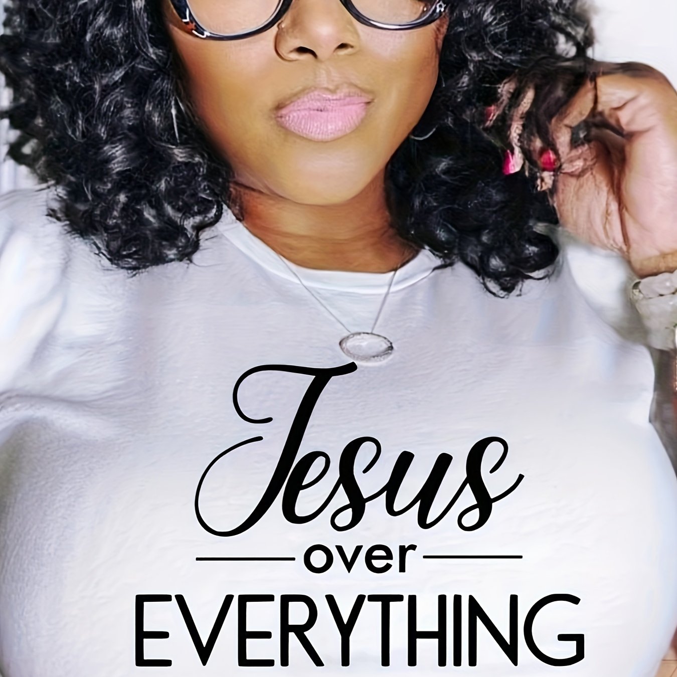 Jesus Over Everything Plus Size Women's Christian T-shirt claimedbygoddesigns