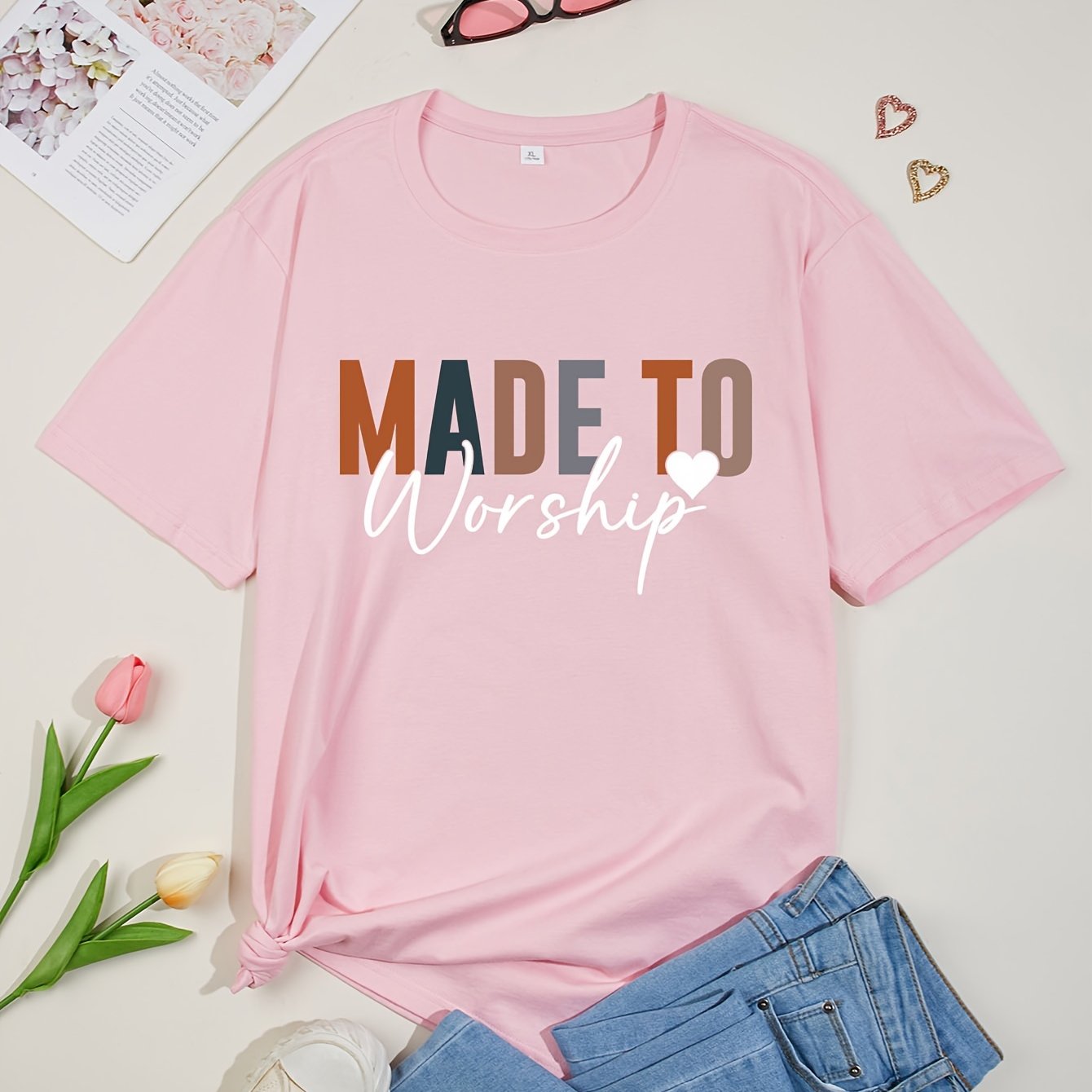 Made To  Worship Plus Size Women's Christian T-shirt claimedbygoddesigns