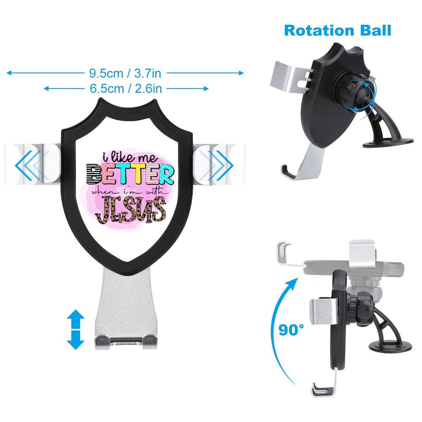 I Like Me Better When I'm With Jesus Christian Car Mount Mobile Phone Holder