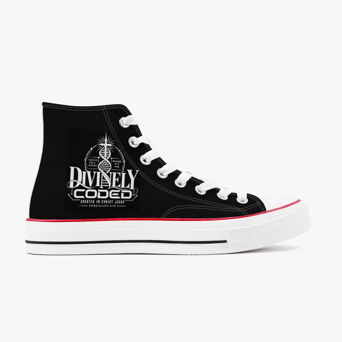 Divinely Coded unisex Christian high-top canvas sneakers, view 5