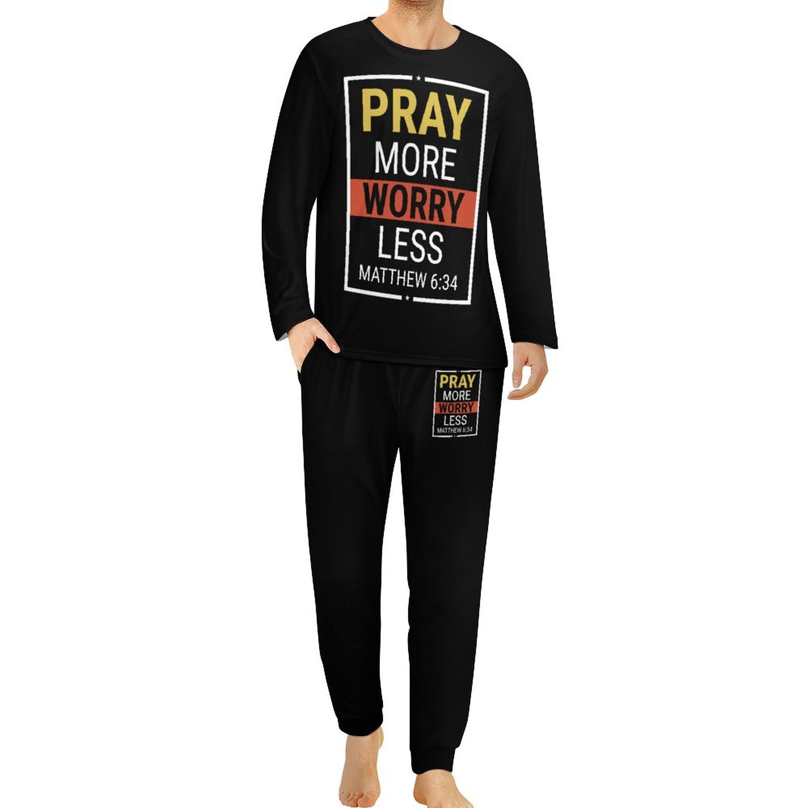 Pray More Worry Less Men's Christian Pajamas SALE-Personal Design