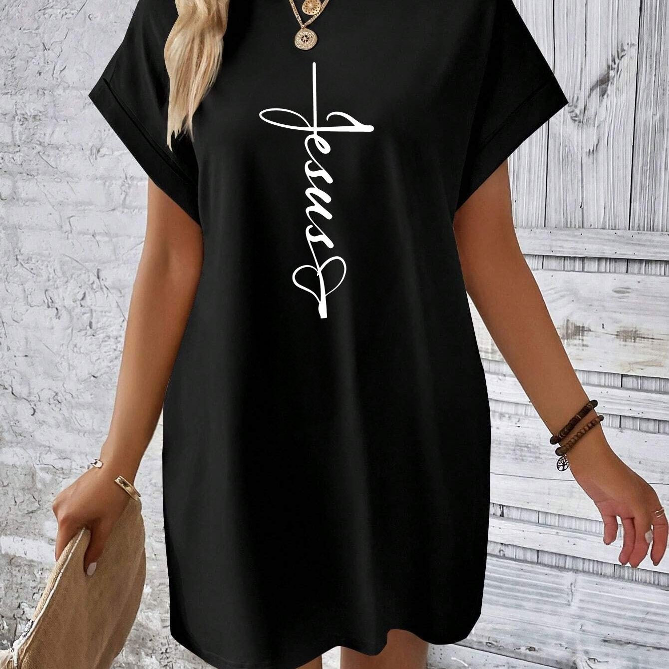 Jesus Women's Christian T-shirt Casual Dresses claimedbygoddesigns
