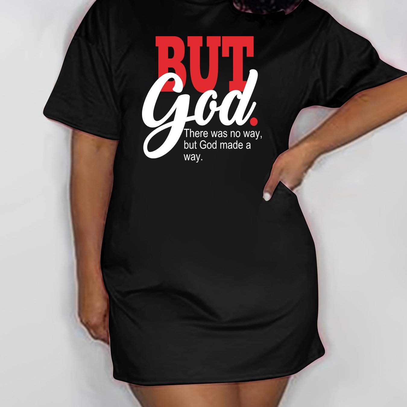 But God: There Was No Way But God Made A Way Plus Size Women's Christian Casual Dress claimedbygoddesigns