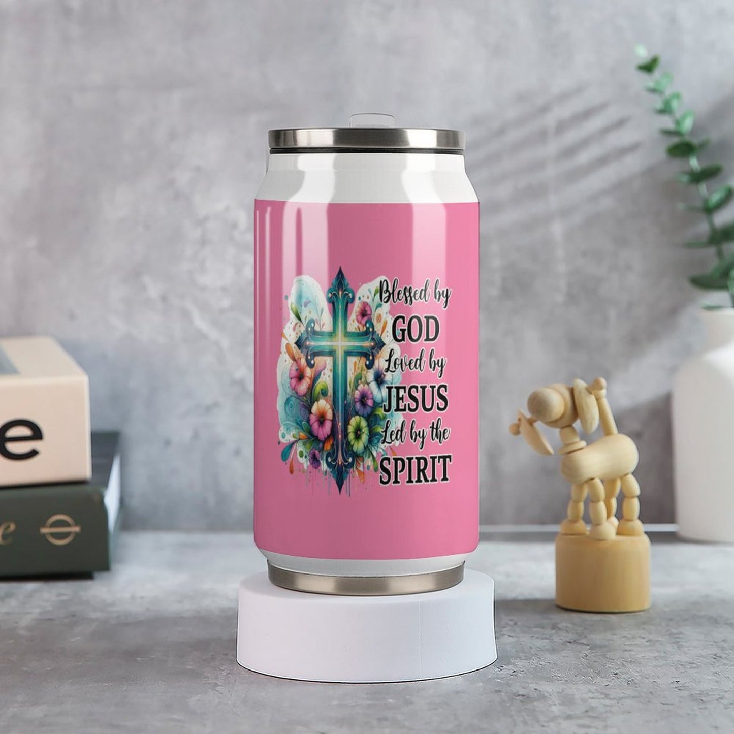 Blessed By God Loved By Jesus Led By The Spirit Unique Christian Stainless Steel Tumbler with Straw SALE-Personal Design