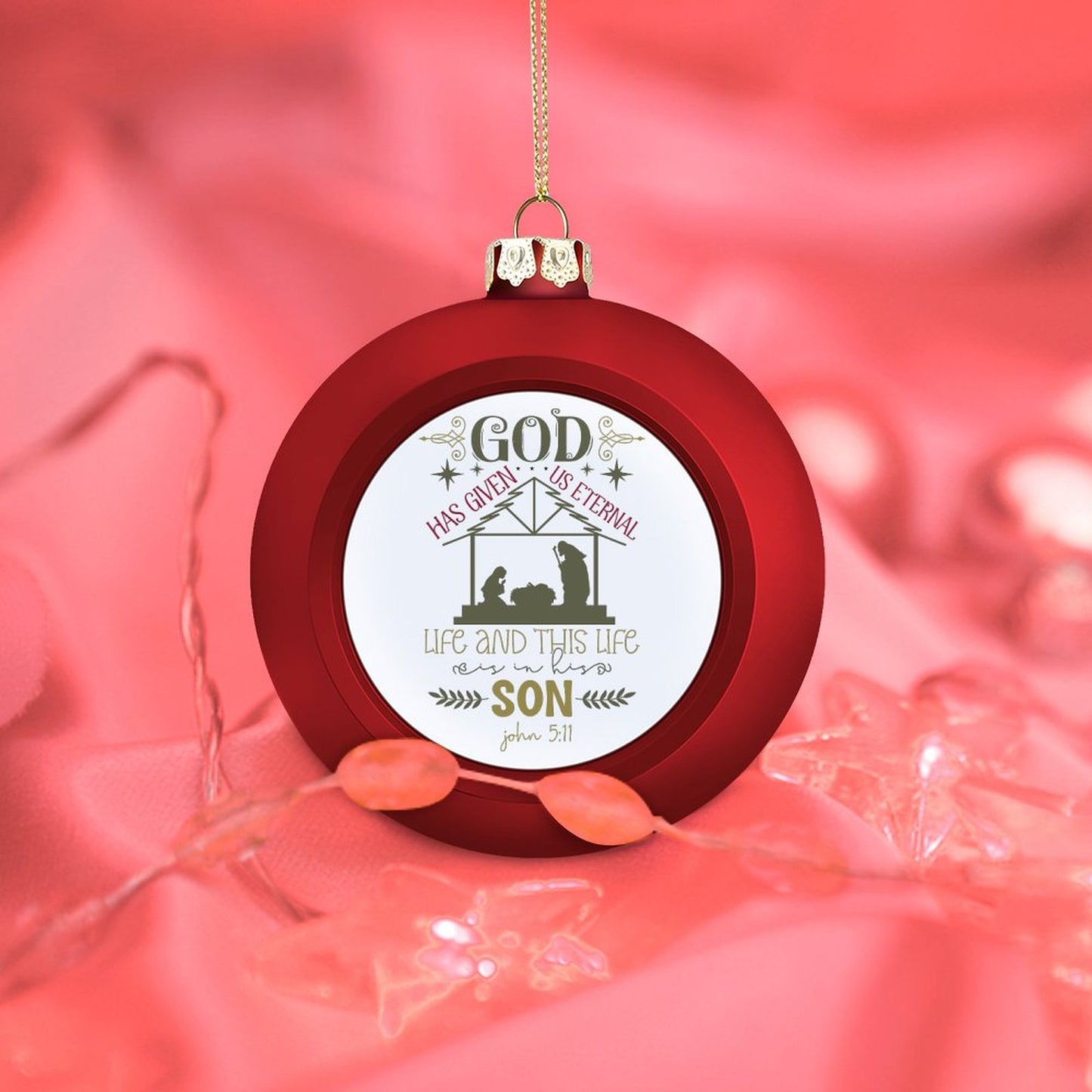 God Has Given Us Eternal Life Christian Christmas Tree Hanging Ball