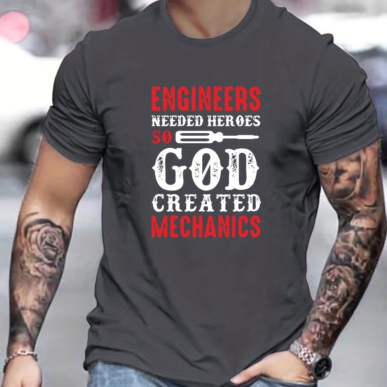 Engineers Needed Heroes GOD CREATED MECHANICS Men's Christian T-shirt claimedbygoddesigns