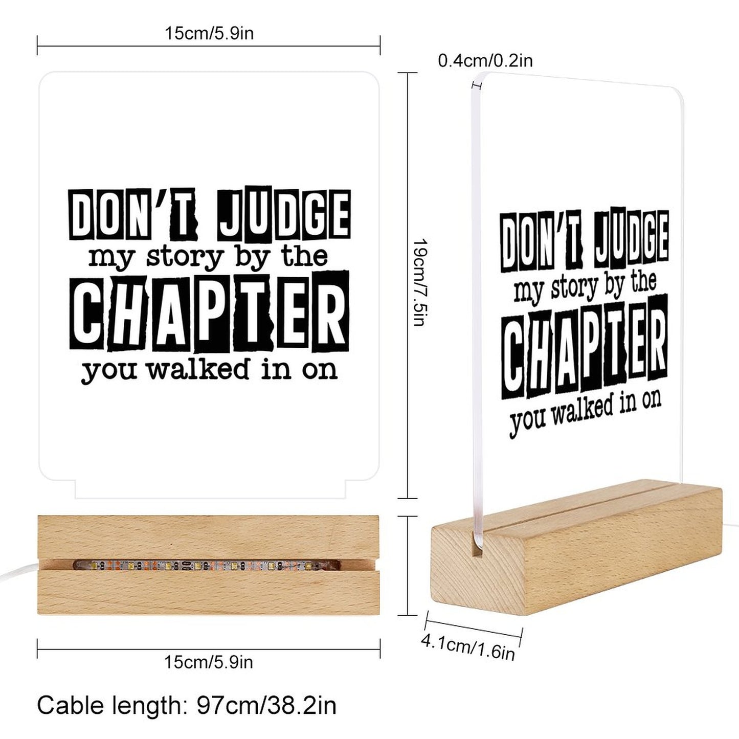 Don't Judge My Story By The Chapter You Walked In On Christian  Acrylic Night Light with Wooden Base Christian Gift Idea