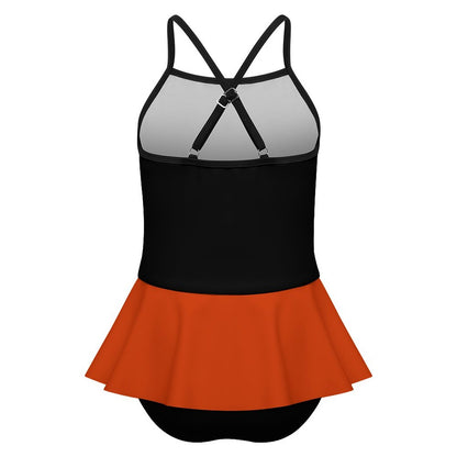 I Love Jesus From My Head To-Ma-Toes Kids One Piece Ruffle Strap Christian Swimsuit
