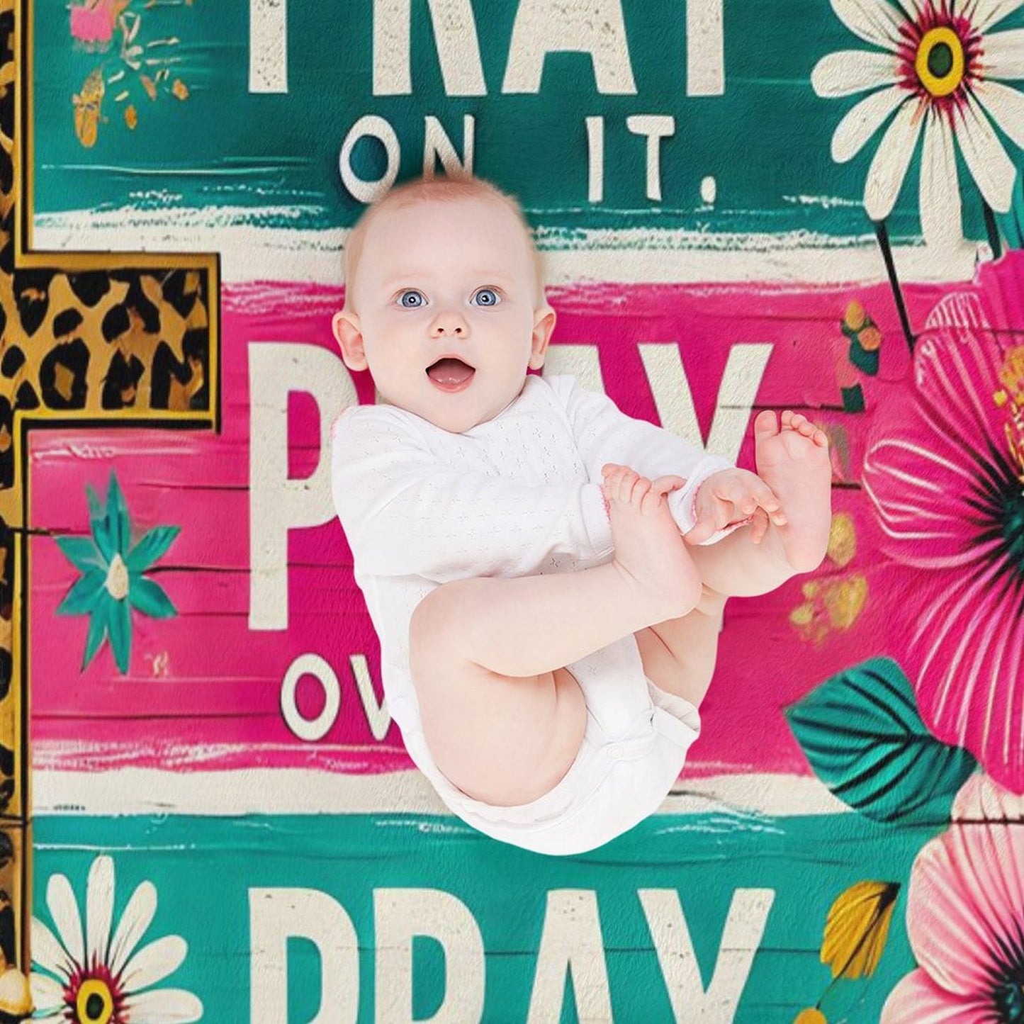 Pray On It, Over It, Through It Christian Flannel Throw Blanket