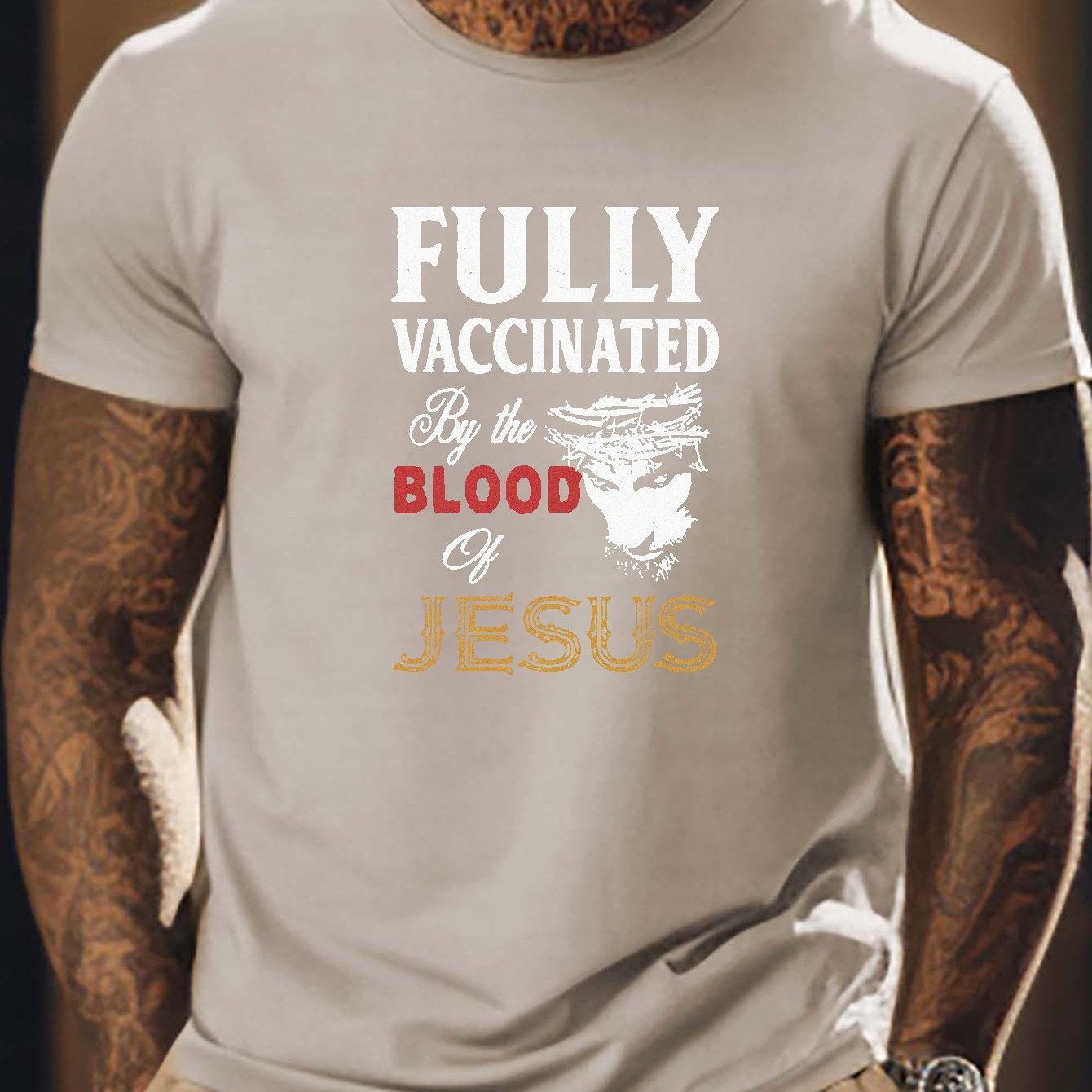 Fully Vaccinated By The Blood Of Jesus Men's Christian T-shirt claimedbygoddesigns