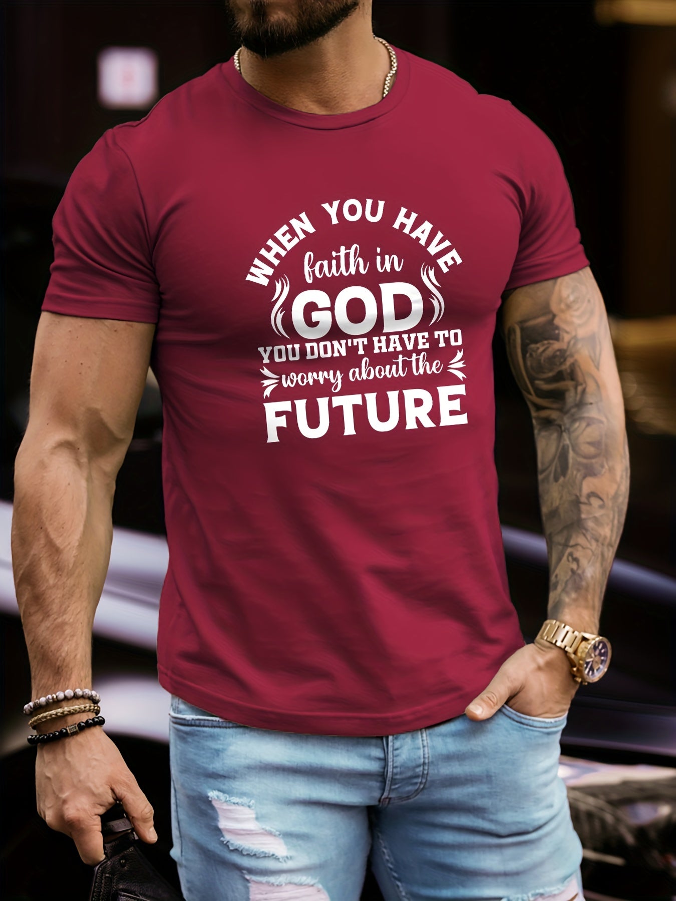 When You Have Faith In God Men's Christian T-shirt claimedbygoddesigns