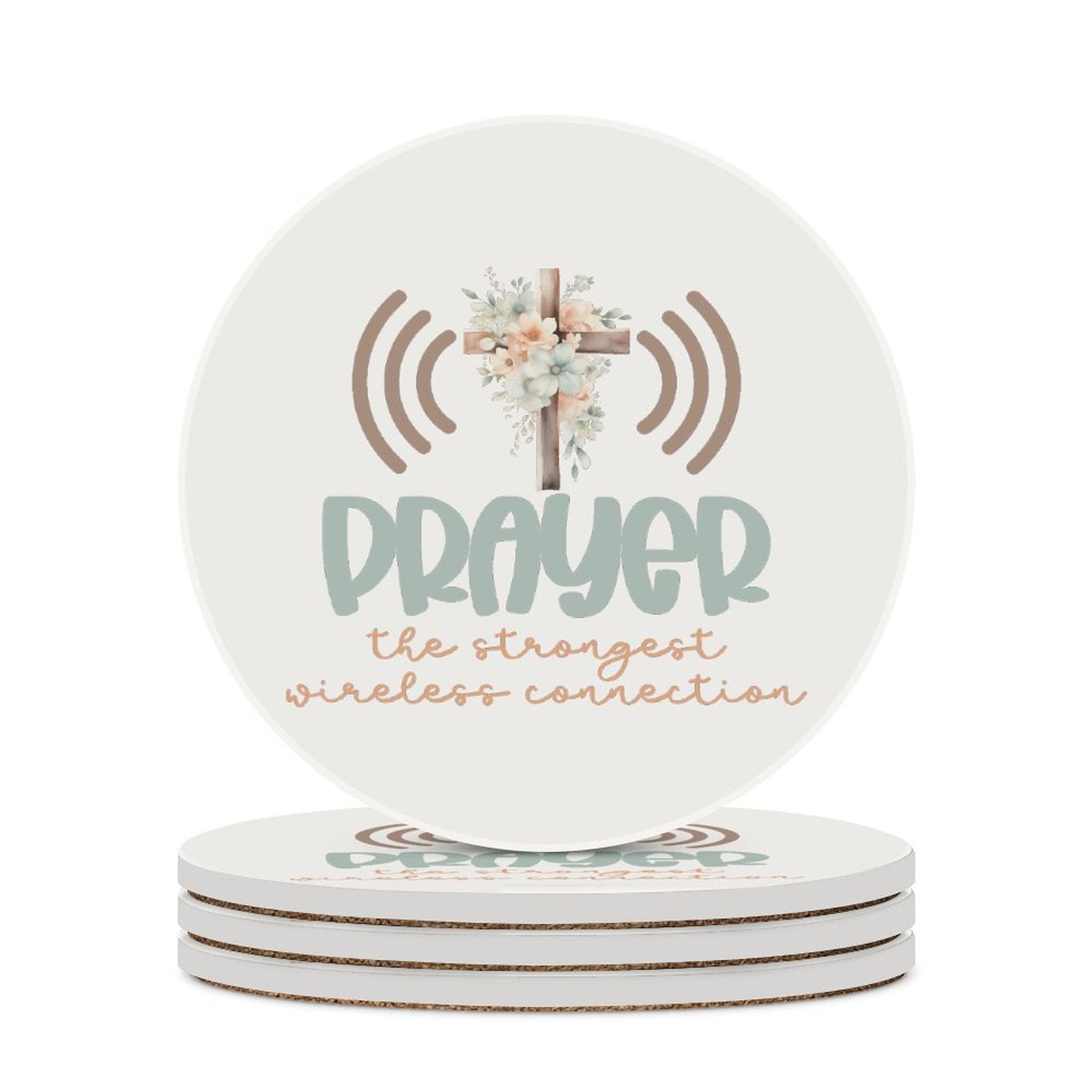 Prayer Christian Round Ceramic Coaster - ClaimedbyGodDesigns