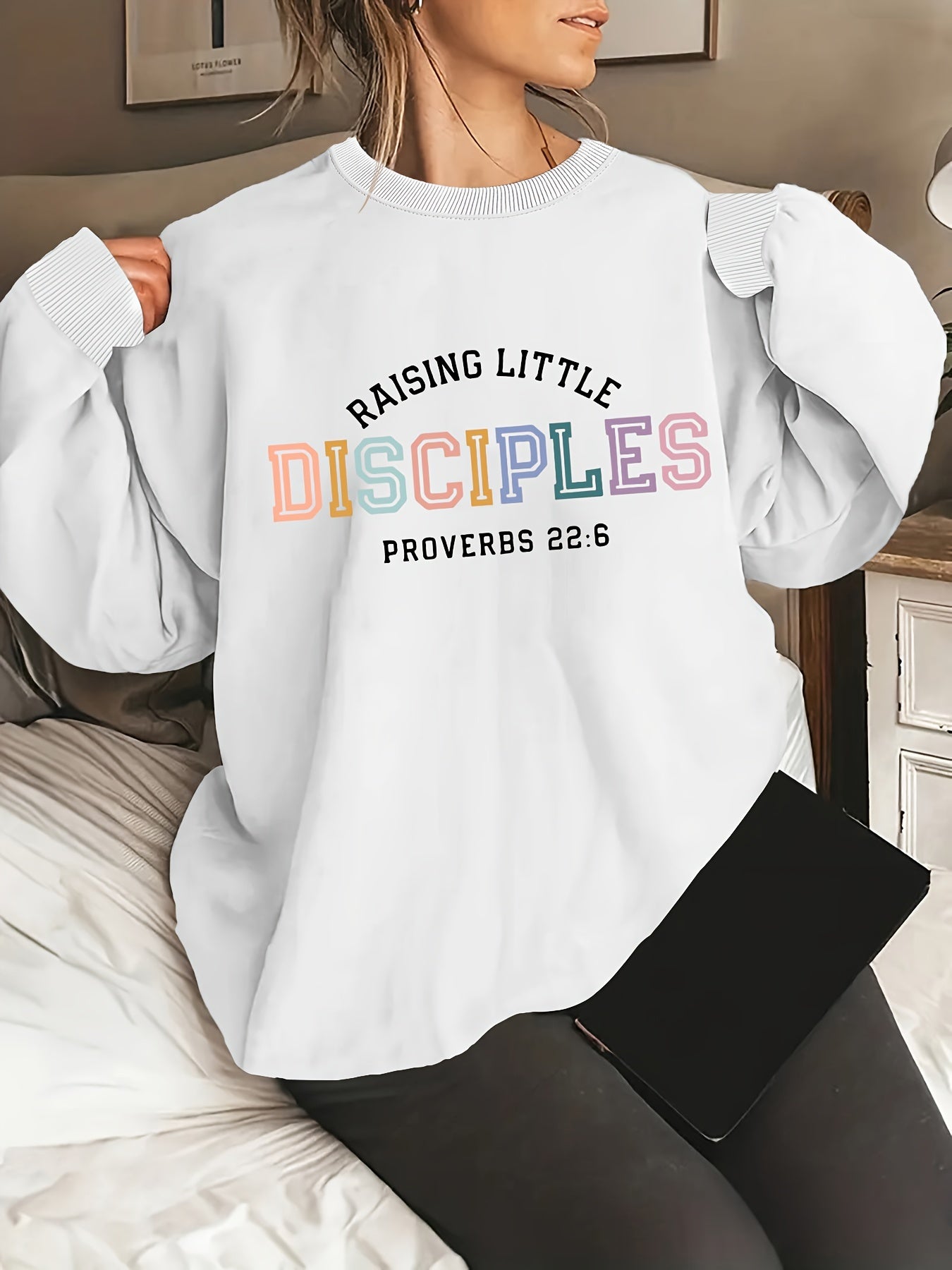 Raising Little Disciples Plus Size Women's Christian Pullover Sweatshirt claimedbygoddesigns