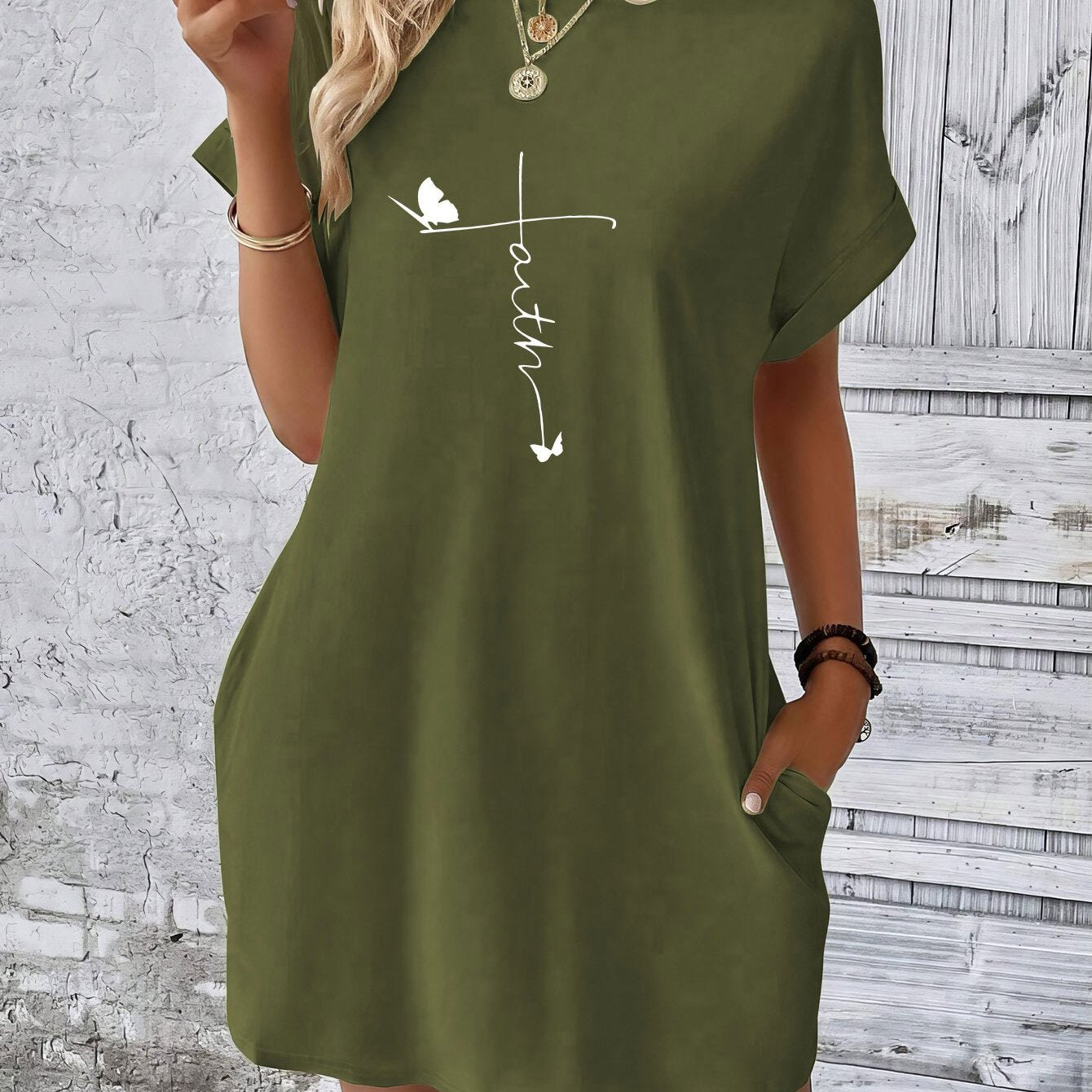 Faith Women's Christian T-shirt Casual Dress claimedbygoddesigns