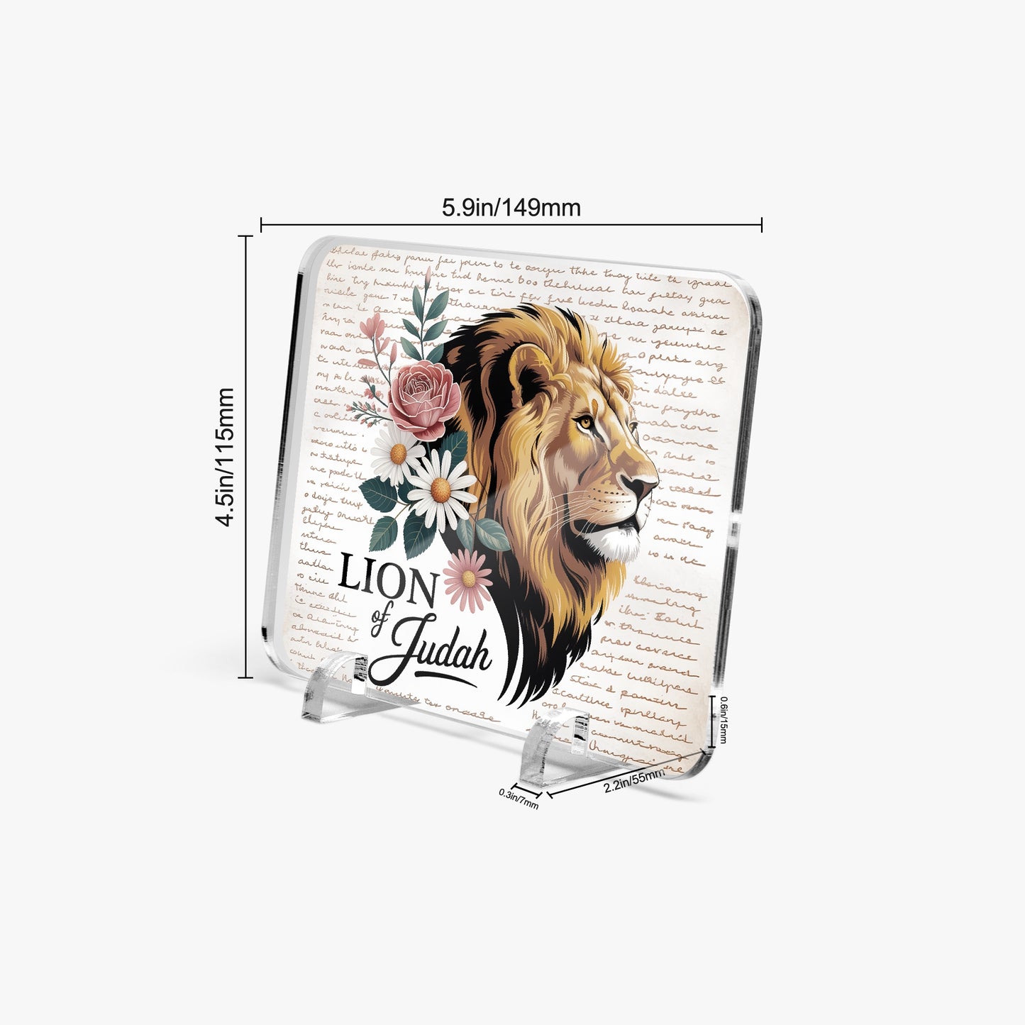 Lion Of Judah Acrylic Plaque with Stand - Rectangle - ClaimedbyGodDesigns