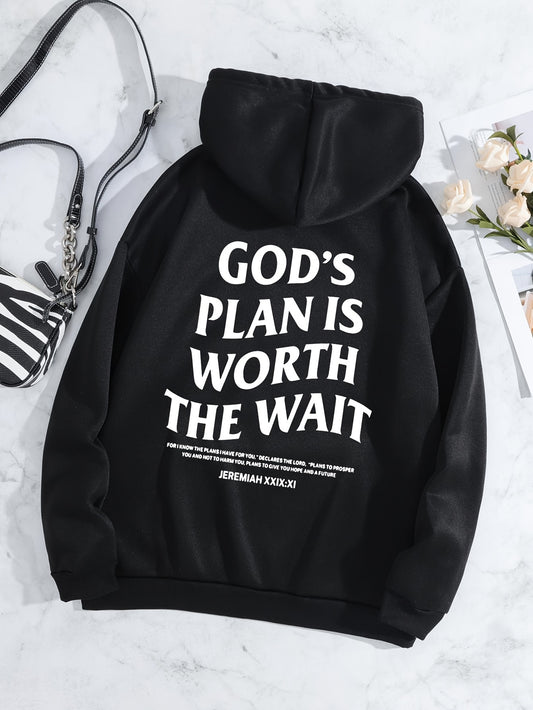 God's Plan Is Worth The Wait Women's Christian Pullover Hooded Sweatshirt claimedbygoddesigns