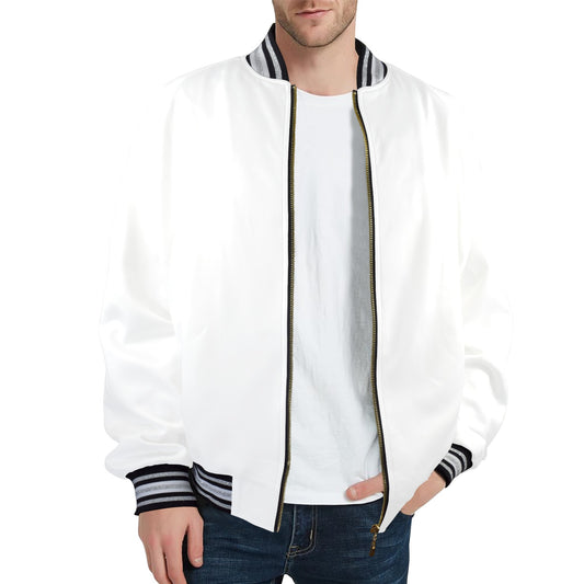 Lifetime Member Men's Christian Striped Trim Bomber Jacket - ClaimedbyGodDesigns