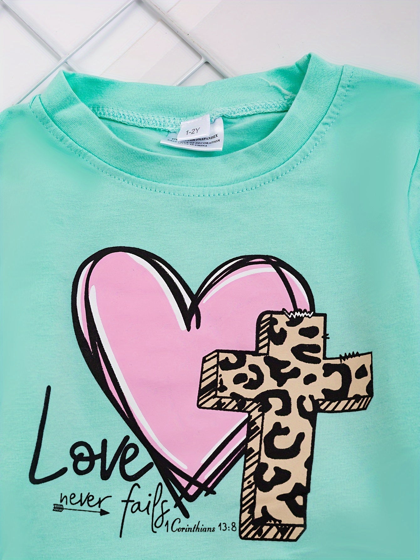 Love Never Fails Toddler Christian Casual Outfit claimedbygoddesigns