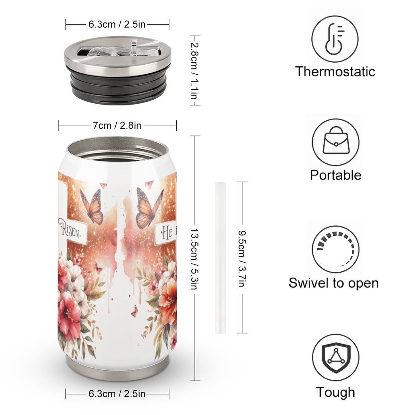 He Is Risen Christian Stainless Steel Tumbler with Straw SALE-Personal Design