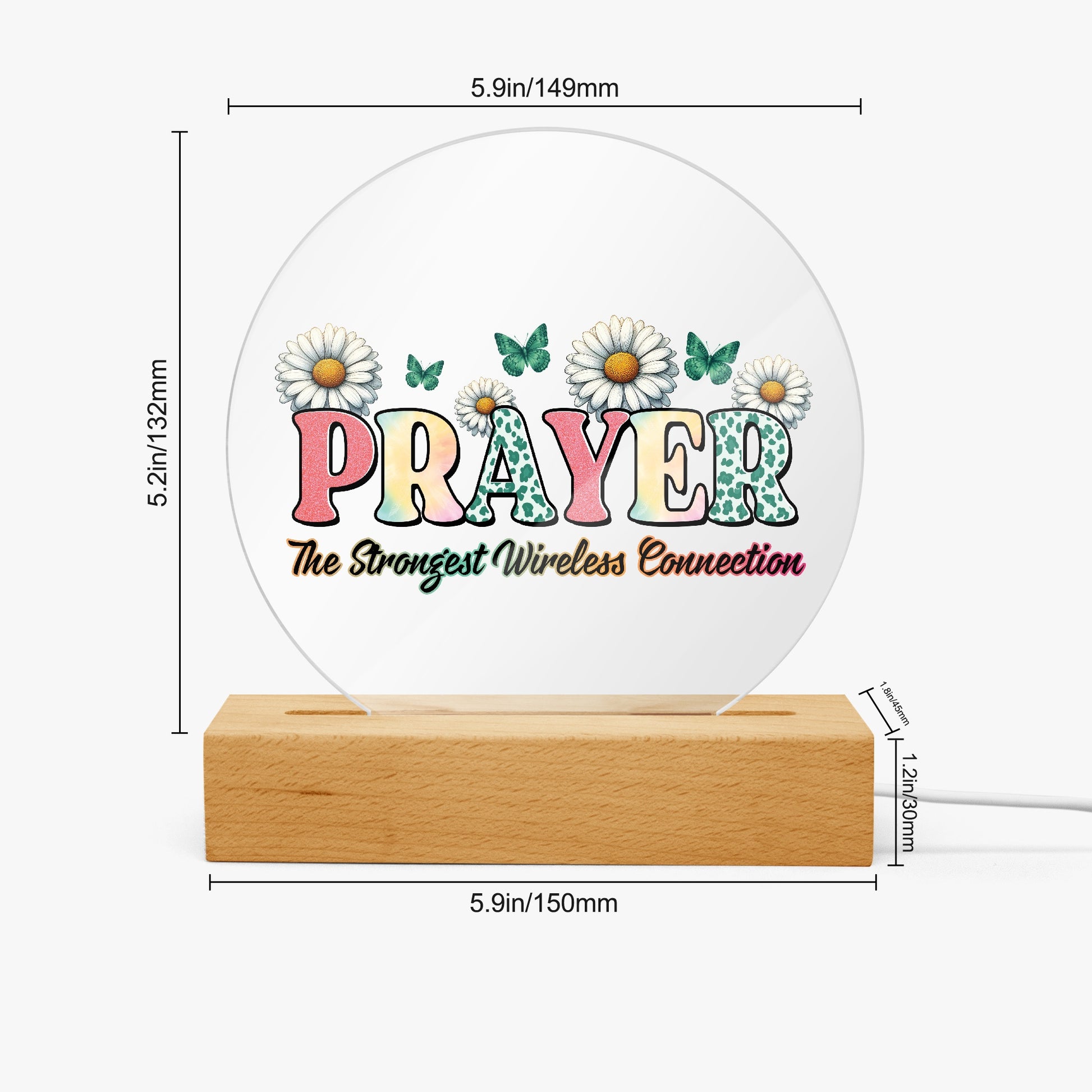 Prayer The Strongest Wireless Connection Christian Acrylic Plaque with Stand - Round - ClaimedbyGodDesigns