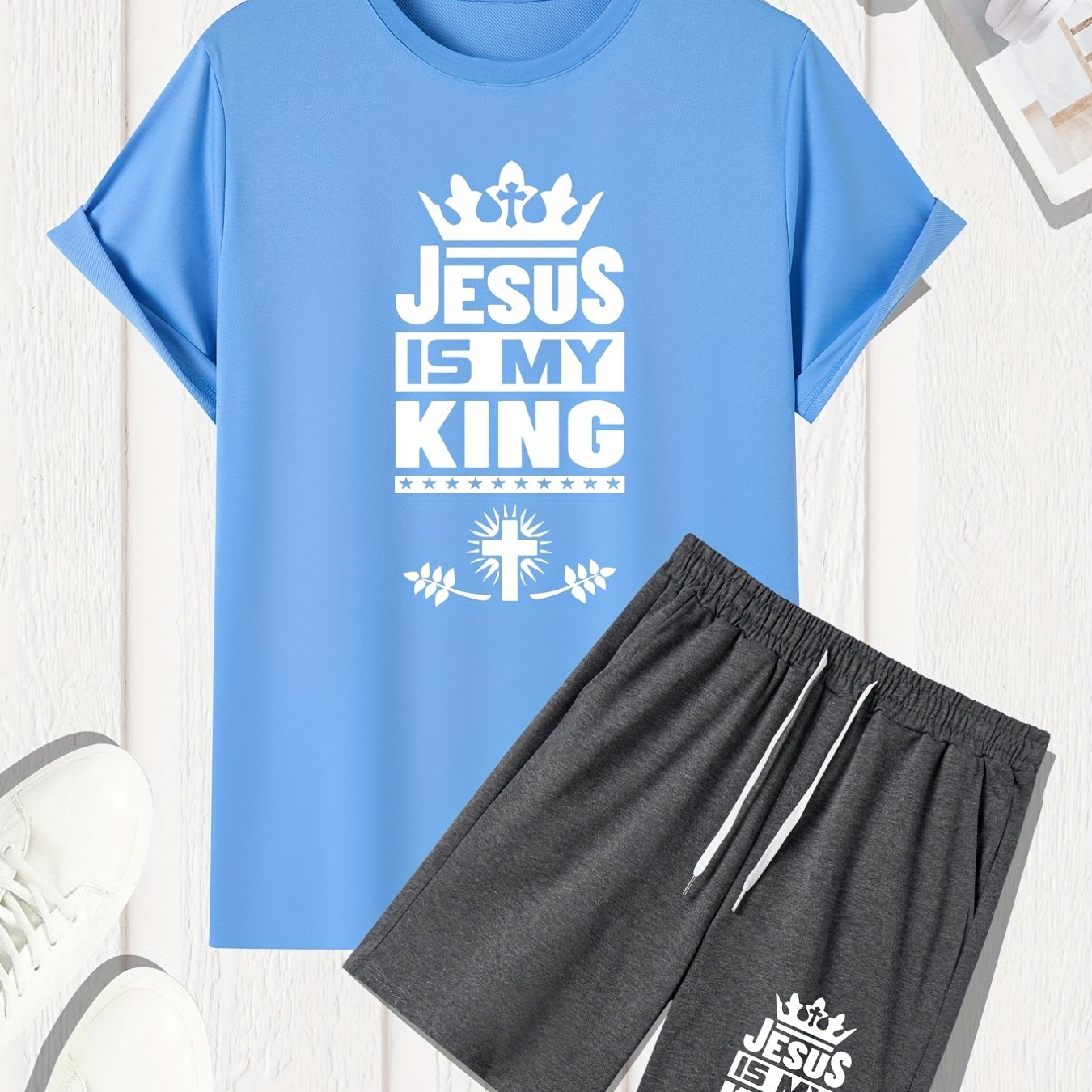 JESUS IS MY KING Men's Christian Casual Outfit claimedbygoddesigns