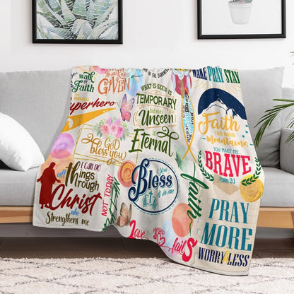 Bible Verse Christian Flannel Throw Blanket
