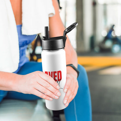 Saved And Still Dope Insulated Christian Water Bottle with Straw Lid (18oz) - ClaimedbyGodDesigns