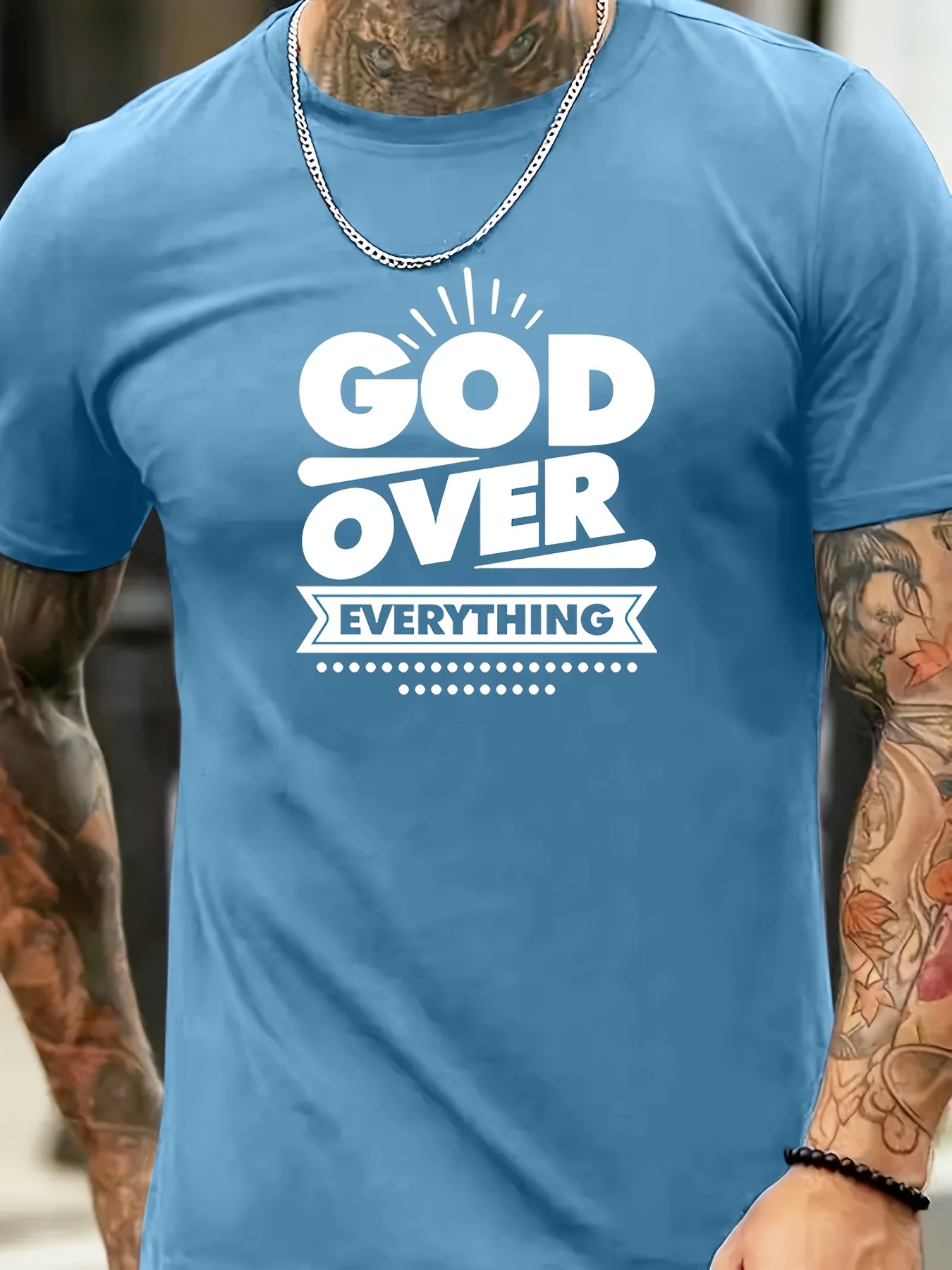 GOD OVER EVERYTHING Men's Christian T-shirt claimedbygoddesigns