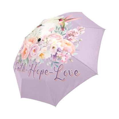 Faith Hope Love Auto - Foldable Christian Umbrella - ClaimedbyGodDesigns