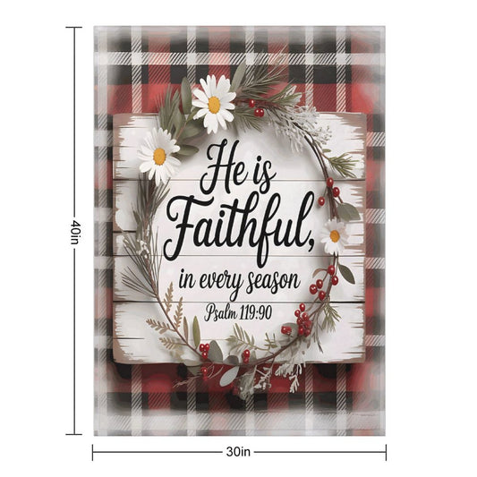 He Is Faithful Christian Flannel Throw Blanket